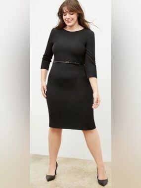 MM LaFleur The Etsuko Dress Recycled WonderTex Black Size 12 NWOT